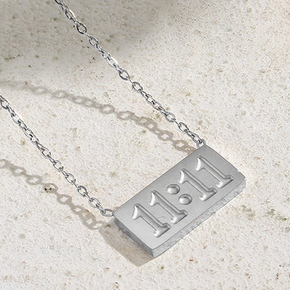 Silver 1111‎ Angel Number Pendant Necklace Stainless Steel - Picture 3 of 12